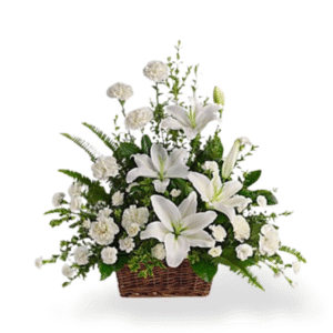 Peaceful White Sympathy Basket - Sandy's Flowers and Gifts
